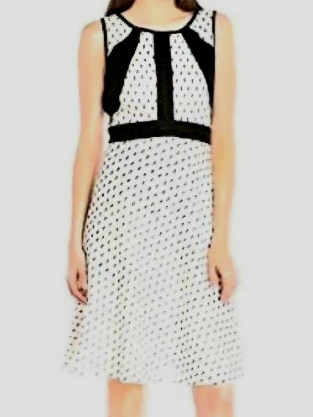 IVANKA TRUMP A-LINE SLEEVELESS COLORBLOCK DRESS, SIZE 6
